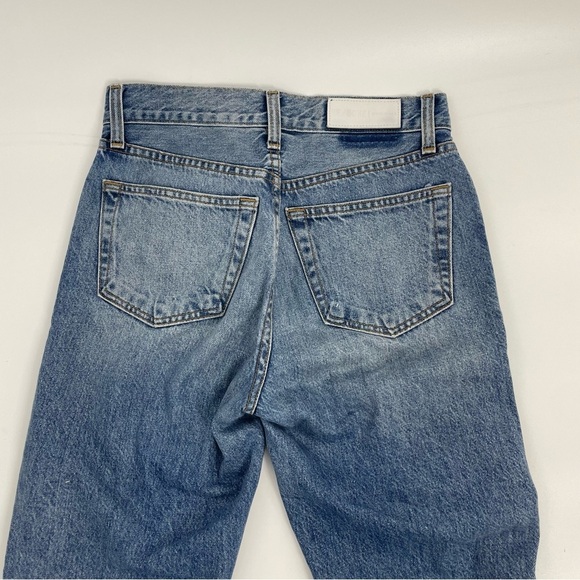 RE/DONE high rise ripped stovepipe designer jeans 25 Button Fly in The Wash - Picture 13 of 15